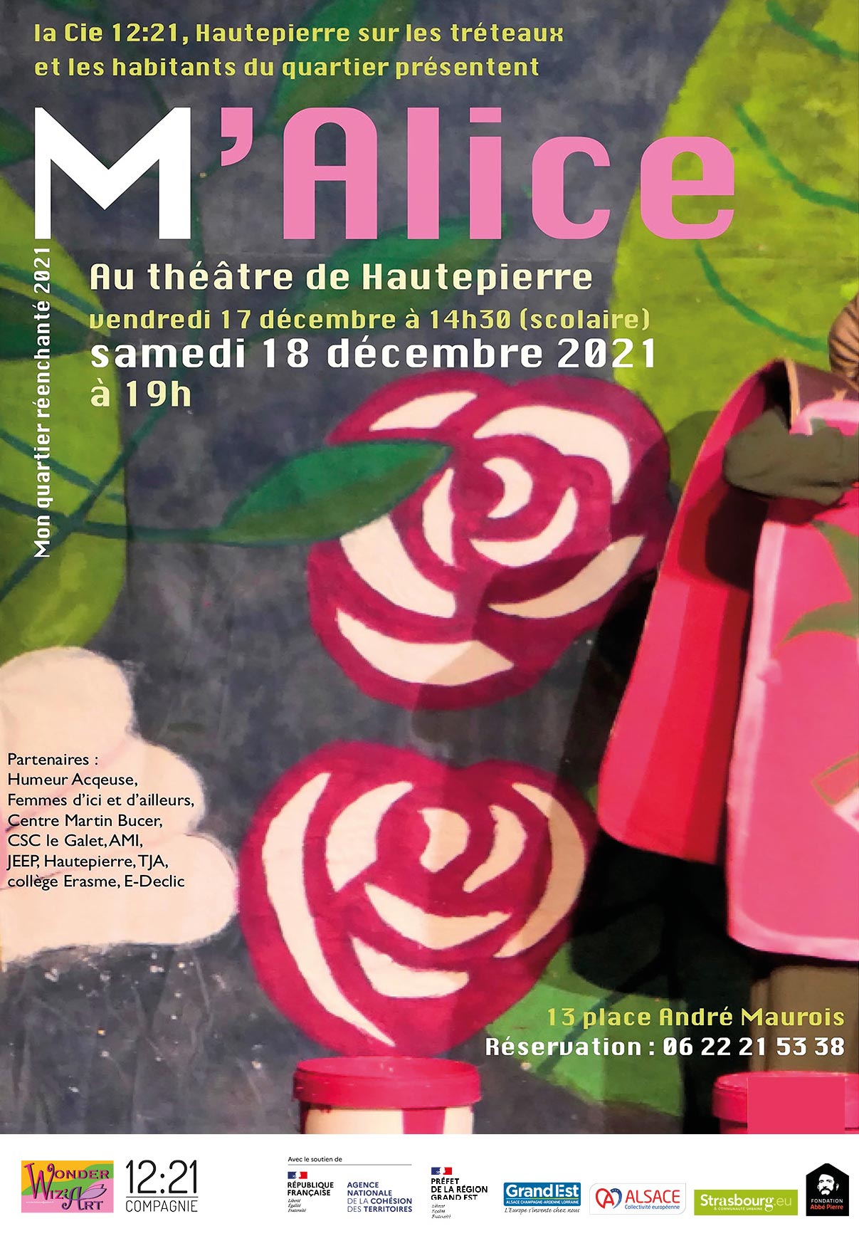 Affiche M'Alice création de la Compagnie 12-21 à Strasbourg